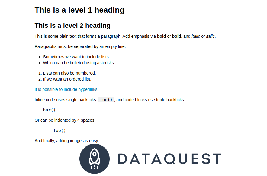 Markdown syntax example